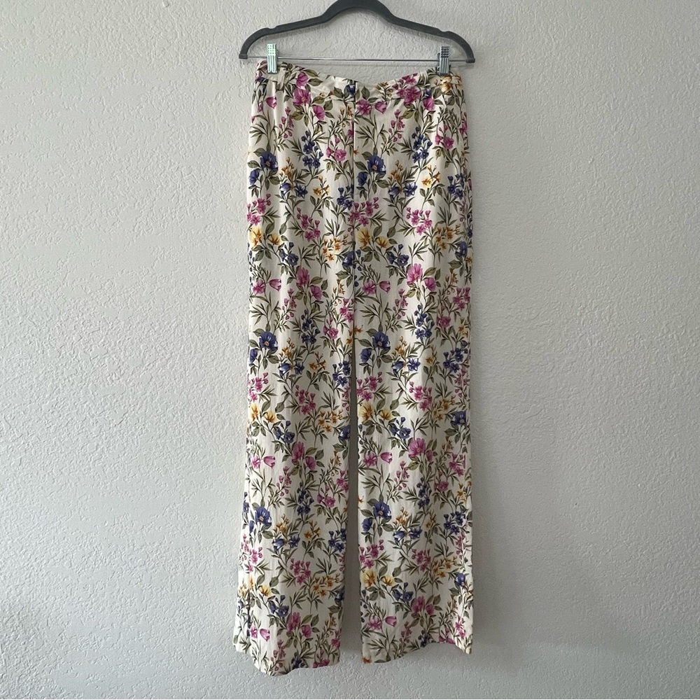 En Saison Valeria Trouser Floral Anthropologie Tencel Linen Blend Women’s Medium - Picture 2 of 8